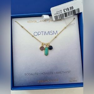 OLIVIA & JACKSON 925 Sterling Silver Gold Tone Sodalite Howlite Amethyst Pendant